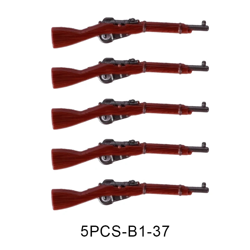 WW2 Military Accessories Wood Grain Guns Building Blocks Germany Soviet British Soldier Weapon Parts Rifle 98k Mini Bricks Toys