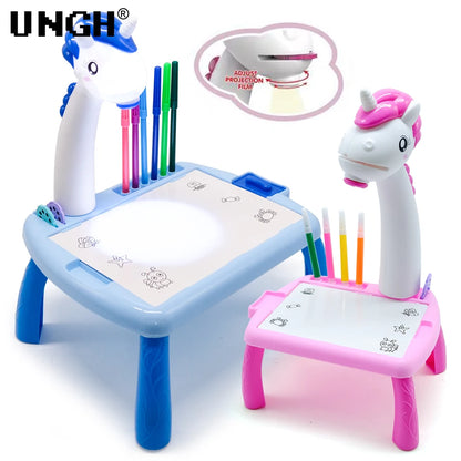 UNGH Children led projector drawing table toy painting set table educational board learning tools painting toys for children