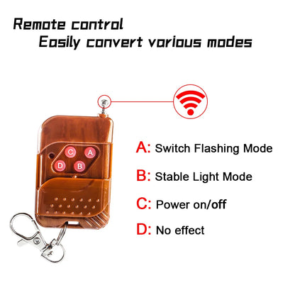 1 Tow 8 LED Police Lights For Car 12V Wireless Remote Flashing Emergency Warning Lamp 2LED Truck Trailer Strobe Grilles Light