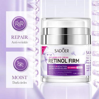 SADOER Retinol Eye Cream Anti Dark Circles Removal Eye Bags Moisturizing Brightening Firming Beauty Eyes Skin Care Products