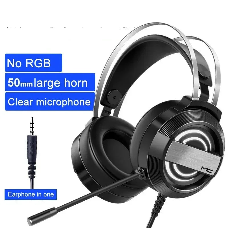RGB Headset Gamer Wired Headset PC PS4 Gaming Headphones with HD Flexible Mic 3.5mm Headphone for Xbox PS5 Switch Computer Games