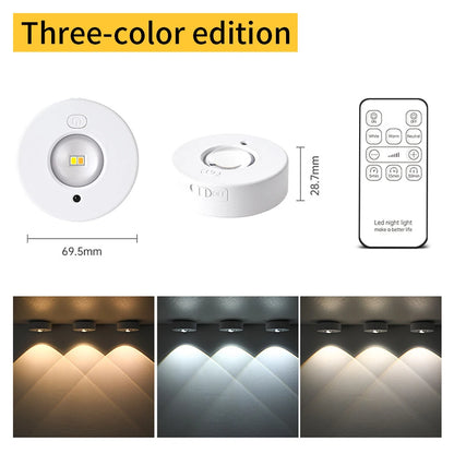 RGB White Led Night Light with IR Remote Control Rechargeable Lamp Wireless Under Cabinet Lights Spotlight for Display Closet