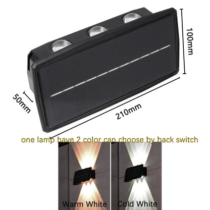 Super Bright Solar Wall Lights Outdoor Solar Lamp Waterproof Up Down Luminous Lighting Decor Garden Corridor Balcony Fence Stair