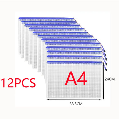 5pcs Transparent Zipper Storage Bag A3 A4 5 Plastic Mesh Waterproof Storage for Files Toys Stationery for Office Home Travel Use