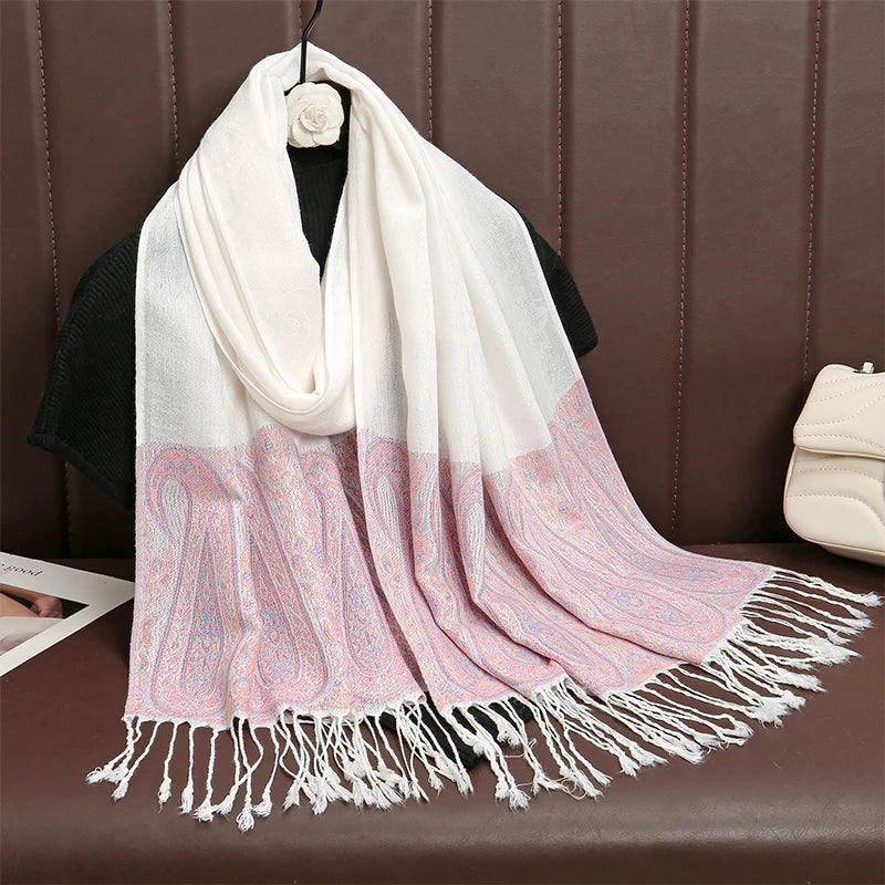 70x190CM Women Cotton Jacquard Scarf Big Shawl Fashion Elegant Lady Long Printing Decorate Scarves Sun Protection Bandana Hijab
