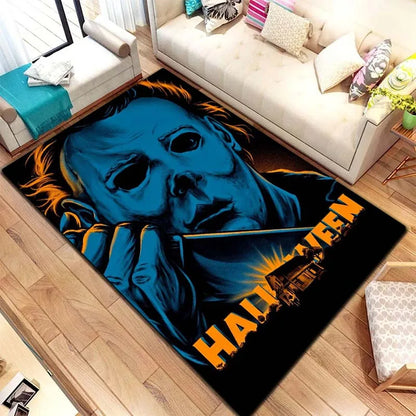 VIKAMA M-Michael Myers Horror Halloween Decorative Warmer Rug Home Living Room Bedroom Carpet Bathroom Kitchen Non Slip Carpet