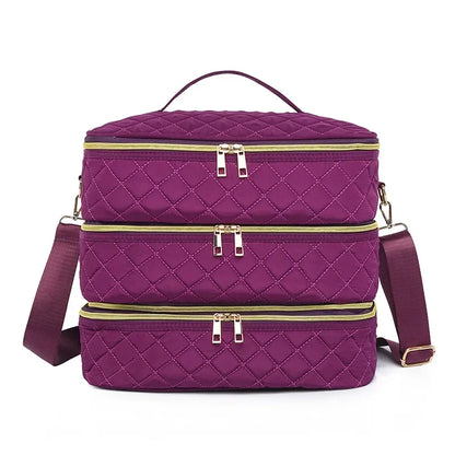 80Bottles Nail Polish Storage Bag Portable Cosmetic Large Shoulder Bag Organizer for Travel Nail Salon 3 Layer Essential Oil Bag