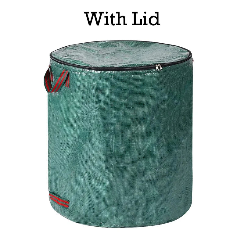 60-500L Garden Yard Waste Bag With Lid Foldable Large Capacity Leaf Collection Trash Can Reusable Multifunctional Storage Bags