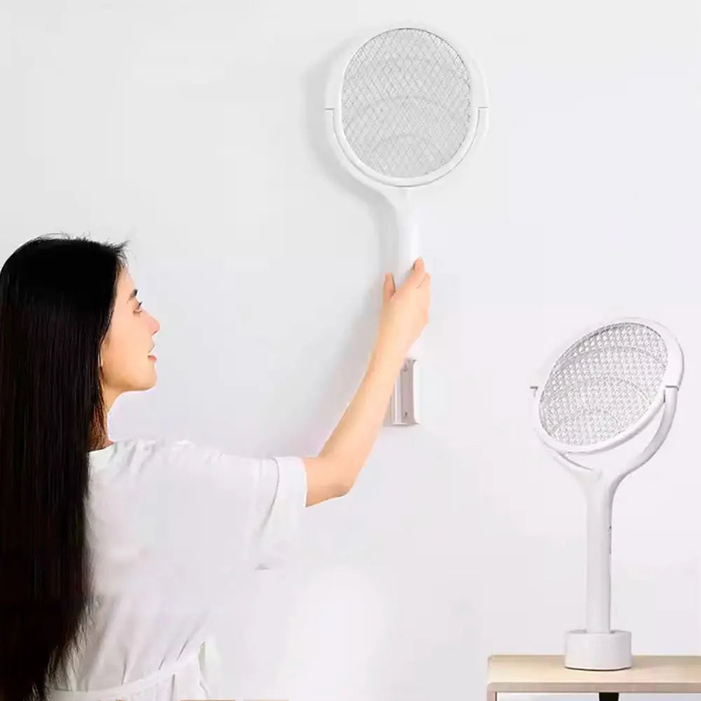 Rotating Head Mosquito Swatter 2-In-1 Mosquito Killer Lamp Multi Functional Mosquito Swatter Bat Swatter Rechargeable for Home