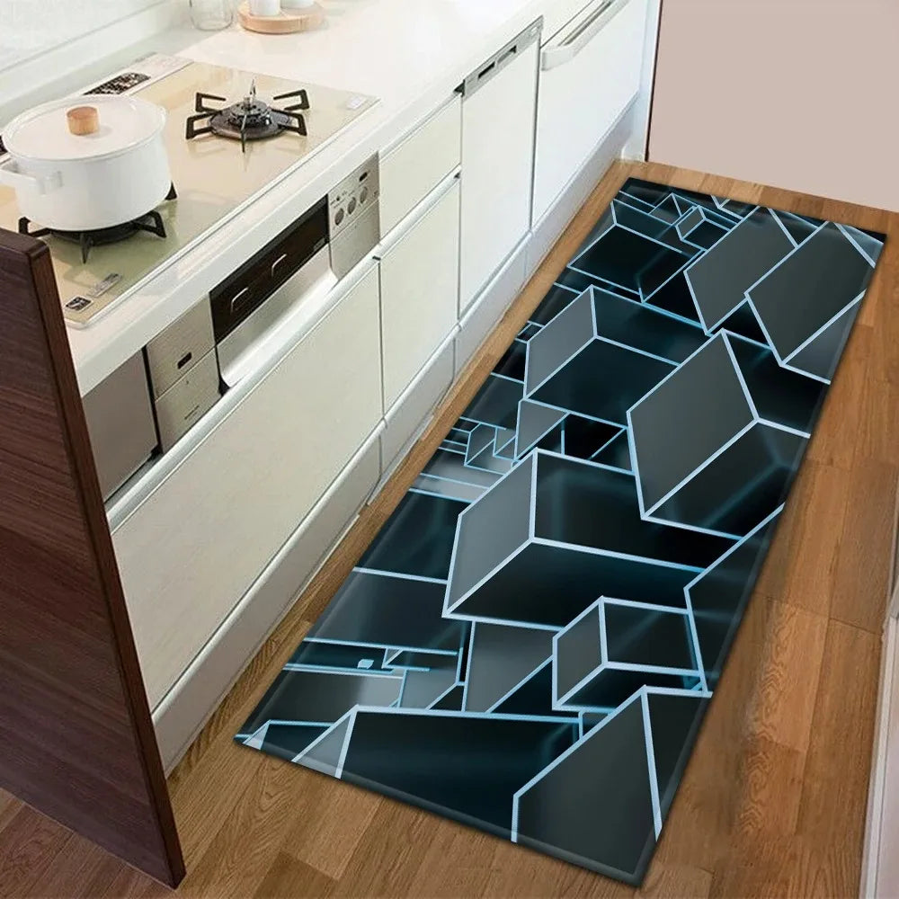 Sci-fi Geometric Square Pattern Home Kitchen Floor Mat Door Front Decoration Floor Mat