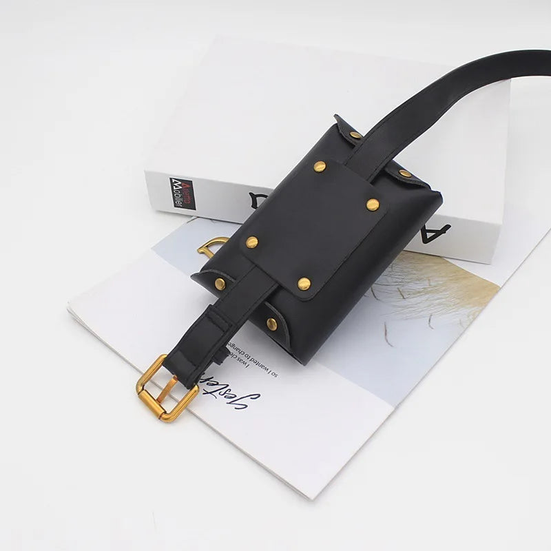 Women Bag Female Waist Fanny Pack Belt Bum Hip Belly For PU Leather Handbag Kangaroo Lady Banano Banana Phone Side Mobile Bumbag