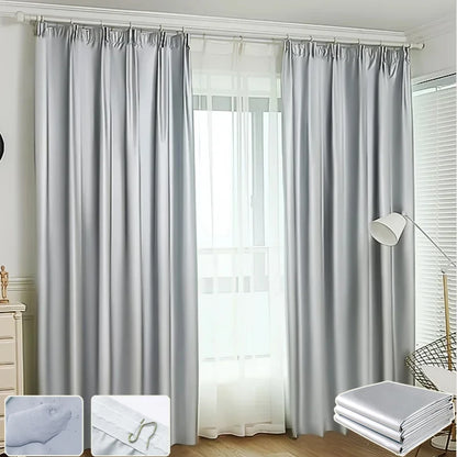 Sun Protection Thermal Insulation Curtain with Hook Silver Coated Fabric Shade Cloth Home Office Decoration Mørklægningsgardiner