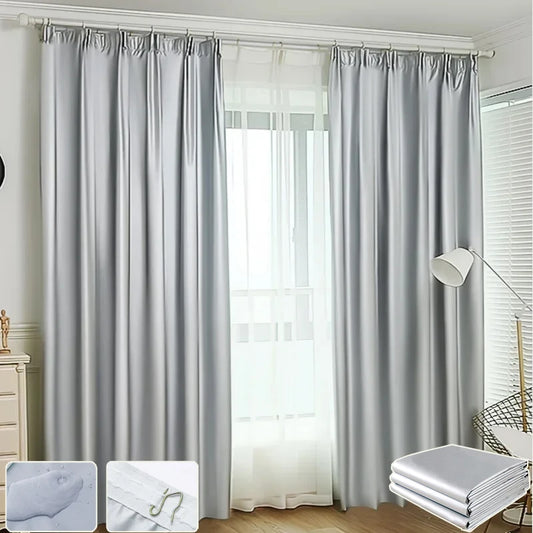 Sun Protection Thermal Insulation Curtain with Hook Silver Coated Fabric Shade Cloth Home Office Decoration Mørklægningsgardiner