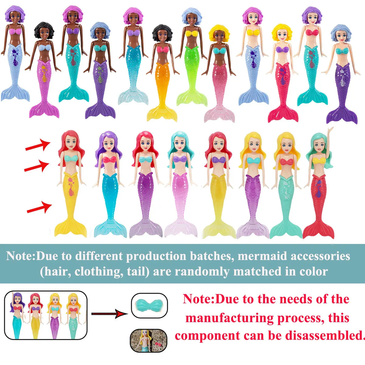 4/3 PCS 1 bag Mermaid Water Play Toys Different Style for Swimming Children Game in Sun Pool/Beach/Bath Time Gift Color Random