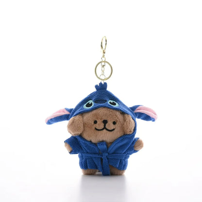 Cute Bathrobe Bear Dog Plush Keychain Kawaii Bathrobe Dress up Bag Pendant Soft Stuffed Accessories Toys For BIrthday Gift