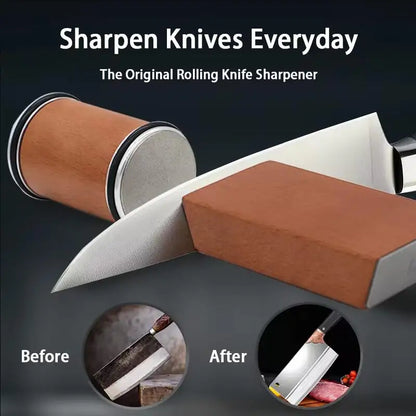 Rolling Knife Sharpener Kit Magnetic Knife Holder Diamond Sharpening Whetstone with 15 & 20 Degrees Angle Roller Kitchen Tools