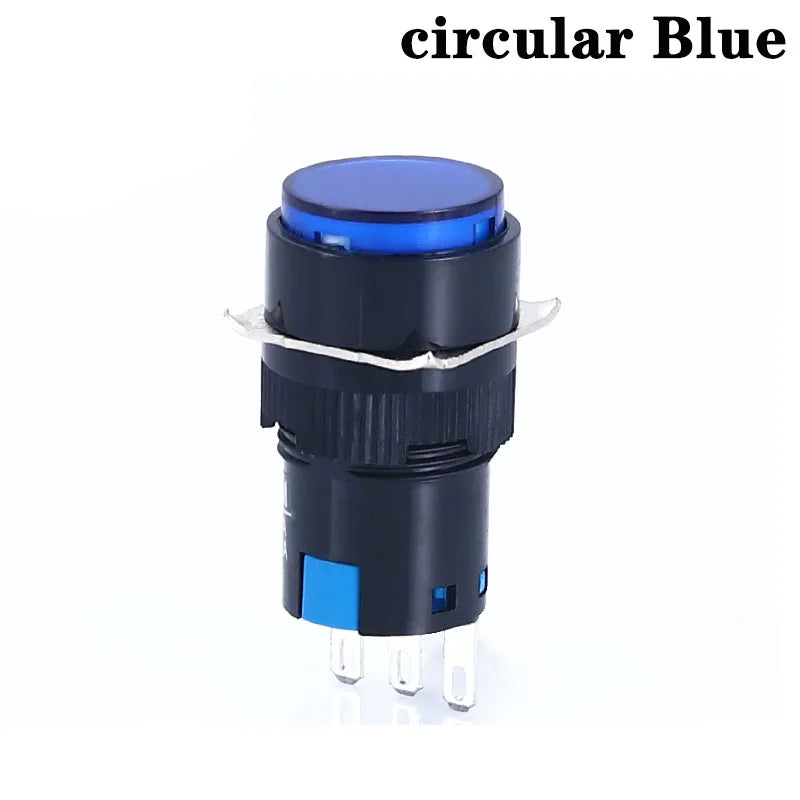 1NO1NC/2NO2NC 6.3V 12V 24V 220V Momentary Illuminuted Maintain Push Button Switches 16MM Latching Push Button Lamp LED