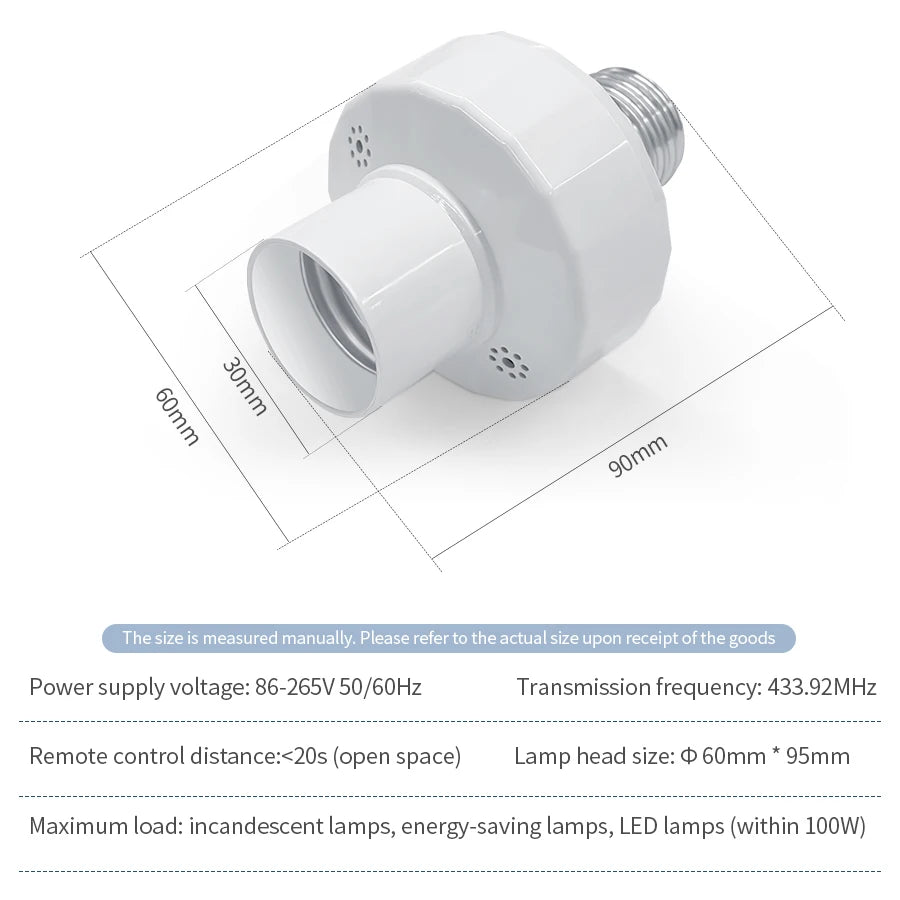 Smart Bulb Holder E27 E26 Lamp Base Socket with Remote Control RF 433Mhz Light Switch AC85-265V 1/2/3 Gang Wireless Led Switch