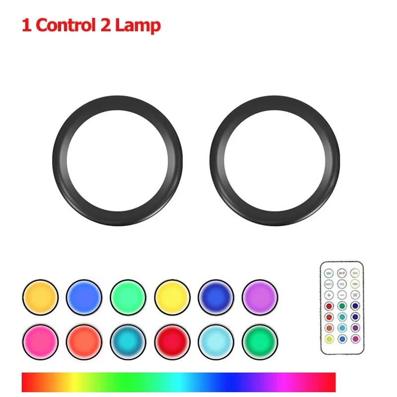 Under Cabinet Lighting Remote Control Wireless Shelf Light Battery Operated Lights Night Light Timmer for Closet Bedroom Kitchen