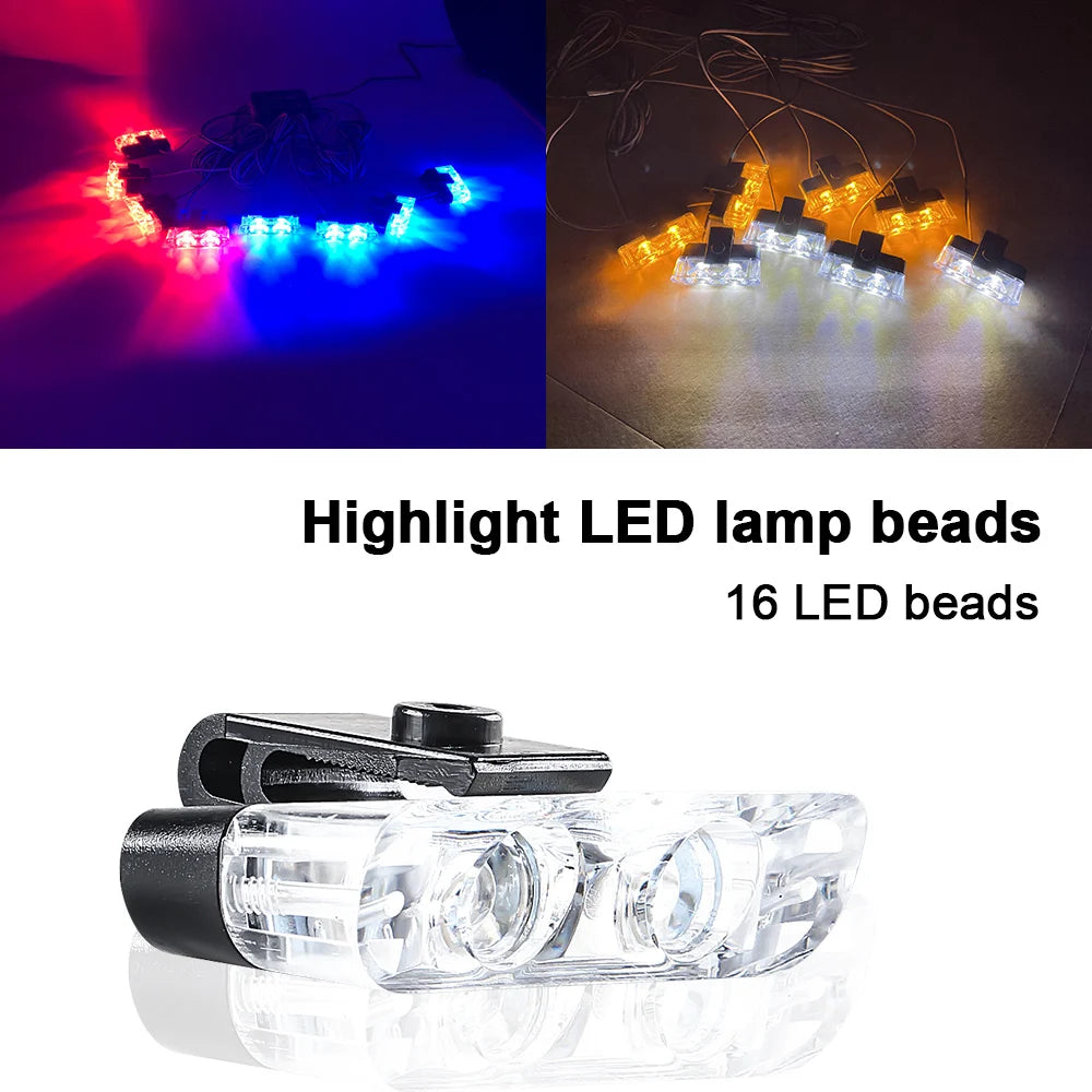 1 Tow 8 LED Police Lights For Car 12V Wireless Remote Flashing Emergency Warning Lamp 2LED Truck Trailer Strobe Grilles Light