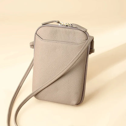 Brand Mini Shoulder Bags for Women's Genuine Leather Zipper Crossbody Handbag Fashion Phone Purse Ladies Small Bag with Keyring