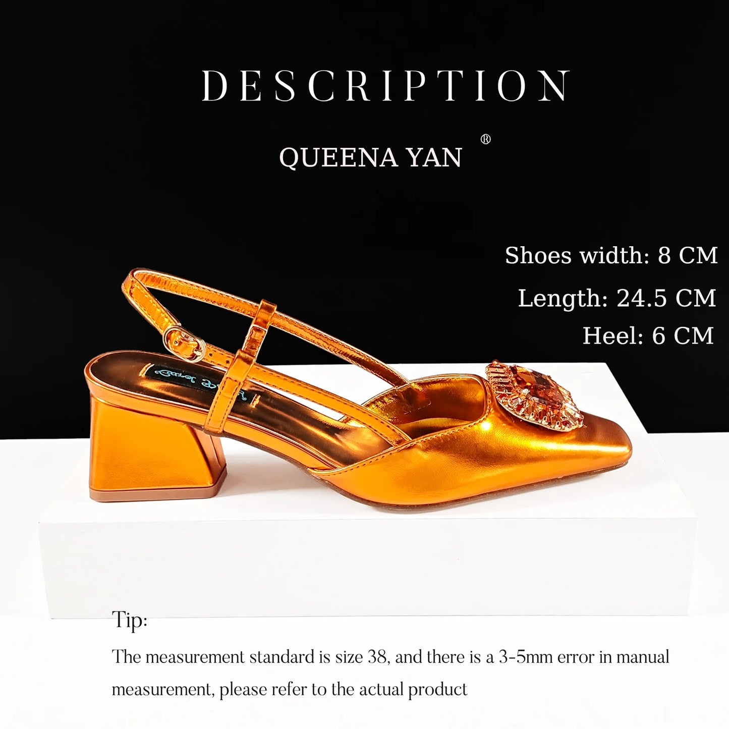 Queena Yan Italian Rhinestone-Studded Pointed-Toe High Heel Shoes or with Matching Bag Set – Stylish & Comfortable Women's shoe