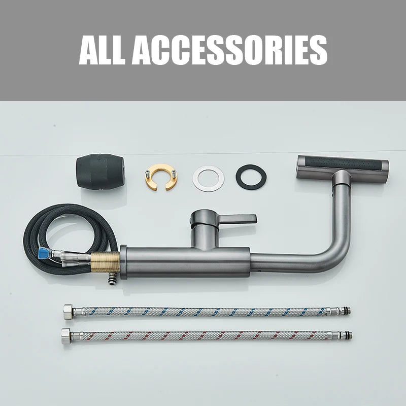 Wanmivezlo Kitchen Faucet Big Waterfall Spout Pull Out Sprinkler Single Handle Deck Mount Cold Hot Faucet