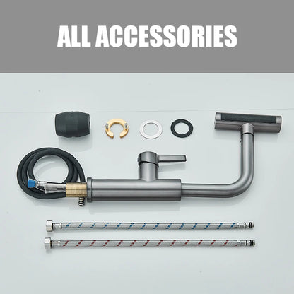 Wanmivezlo Kitchen Faucet Big Waterfall Spout Pull Out Sprinkler Single Handle Deck Mount Cold Hot Faucet