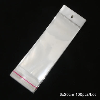 100pcs Multi Sizes Transparent OPP Bags With Hole Self Seal Clear Plastic Self Adhesive Cellophane Bag Food Storage Gift Package
