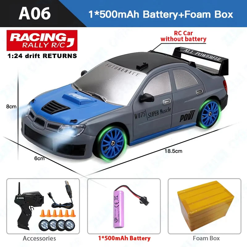 ZWN GTR Model AE86 RC CAR With LED Light 2.4G Radio Remote Control Drift Cars Professional 4WD Racing Toys for Children Gifts