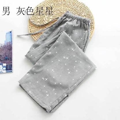 Spring Autumn Women 100%Cotton Sleep Bottoms Female Loose Plus Size Night Trousers Sleepwear Pants Lovers Casual Star Home Pants
