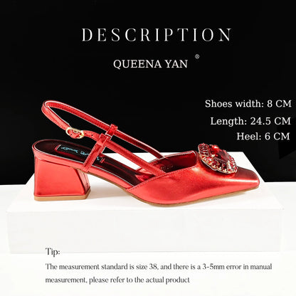 Queena Yan Italian Rhinestone-Studded Pointed-Toe High Heel Shoes or with Matching Bag Set – Stylish & Comfortable Women's shoe
