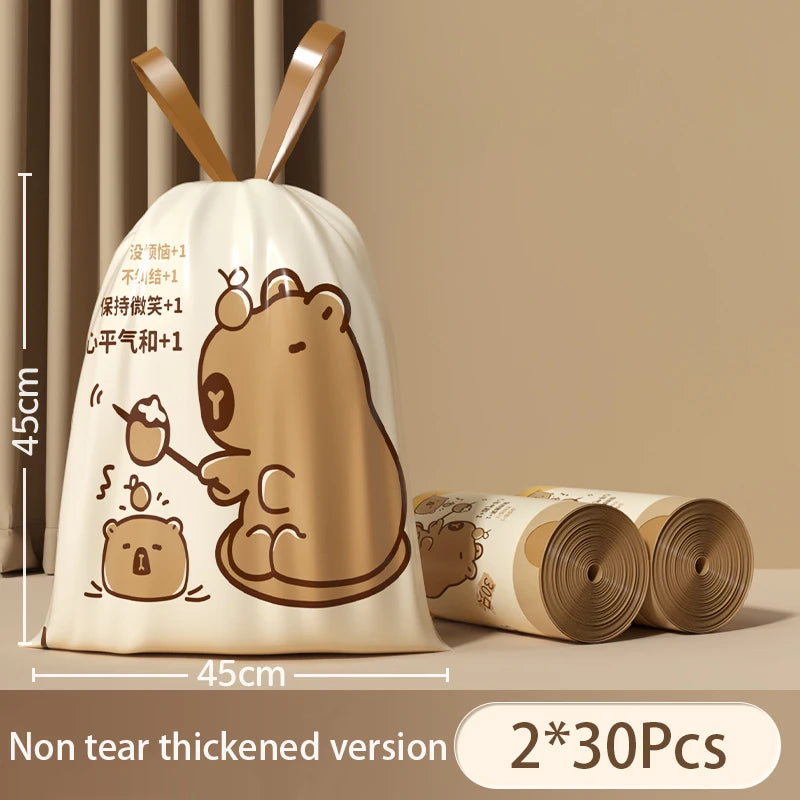 Thickened Tear-Free Drawstring Garbage Bag Portable Large Kitchen Cleaning Bag Household Essential