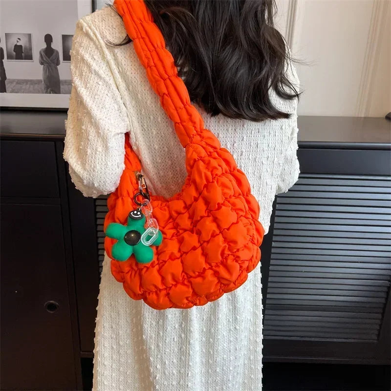 Women's Bag Korean Version Sweet Girly Style Shoulder Bag Fashion Casual Bubble Dumpling Bag Fold Cloud Bags Fashion Exquisite