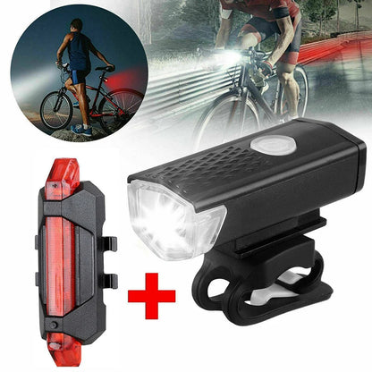 USB LED Rechargeable Bike Bicycle Light Set MTB Road Bike Front Back Headlight Lamp Flashlight Cycling Light Cycling Accessories