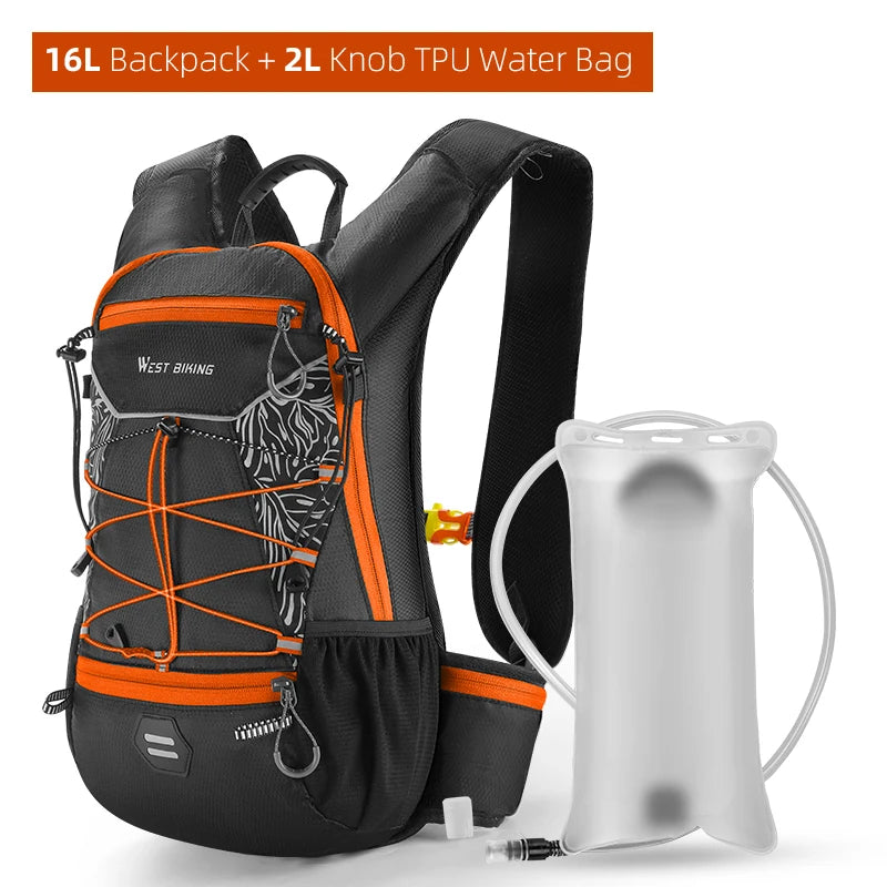 WEST BIKING 7L/16L Cycling Backpack Breathable Reflective Outdoor Climbing Hiking Hydration Backpack Bike Helmet Storage Bag