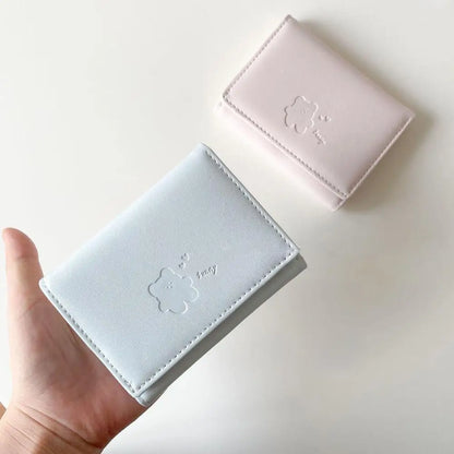 Women Short Bear Small Wallets Student Triple Fold Card Holder Girl ID Bag Card Holder Coin Purse Ladies Wallets Cartoon Bag