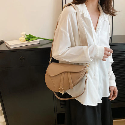 Women Small Handbag Saddle Shoulder Bag Ladies Top Handle Bag PU Leather Small Crossbody Bag Two Straps Solid Color Shoulder Bag