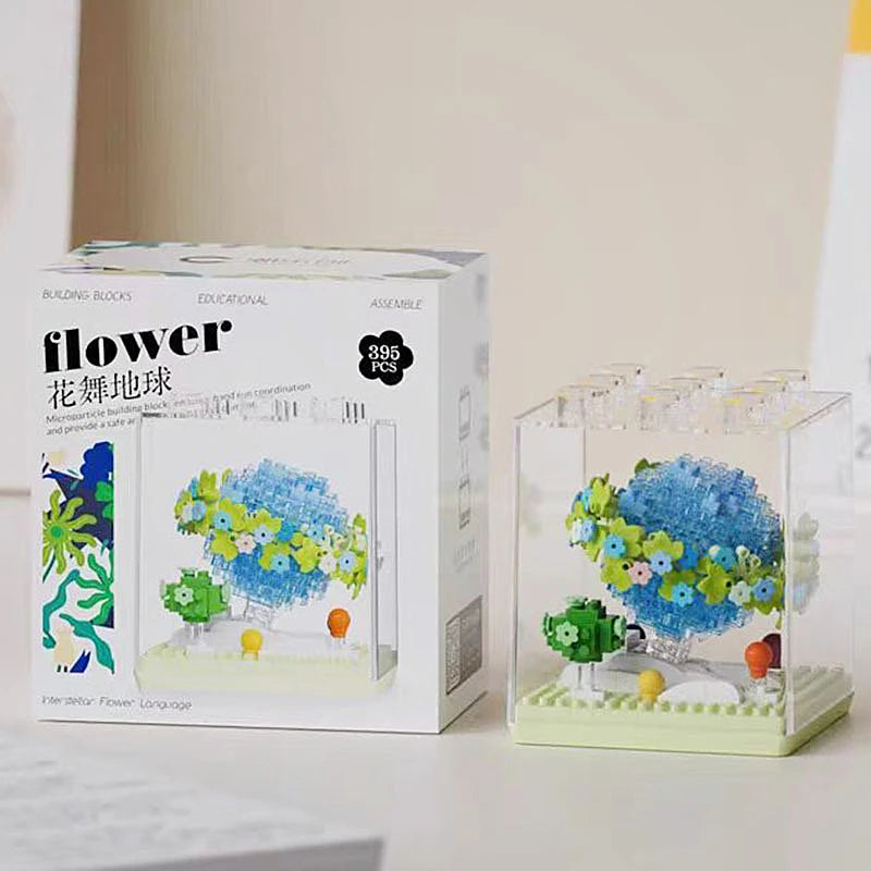 New product 7345-7348 Star Flower Language Rainbow Bouquet Assembled Toys Girls Rose Building Block Ornaments