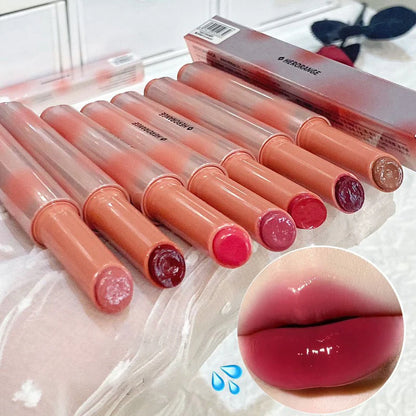 Strawberry Brown Jelly Lipstick Water Gloss Mirror Lip Gloss Moisturizing Hydrating Water Light Lip Stick Non-Sticky Lips Makeup