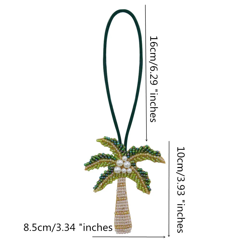 3D Handmade Rhinestone Beaded Coconut tree, butterfly hanging rope Patches Crystal Bag lanyard Patch beading Applique Patch