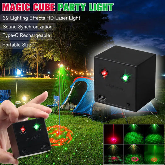 Rechargeable Mini Laser Party Light Portable Stage KTV Disco Lamp Atmosphere Laser Lights Flash for Party Xmas Wedding Bar Club