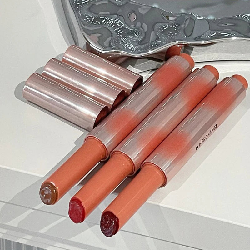 Strawberry Brown Jelly Lipstick Water Gloss Mirror Lip Gloss Moisturizing Hydrating Water Light Lip Stick Non-Sticky Lips Makeup