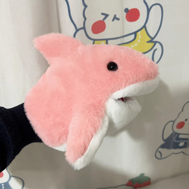 Stuffed Plush Animals Toys Hand Finger Story Puppet Kawaii Dolls Educational Toys Grey Shark Hands Kids Toy Birthday Gift