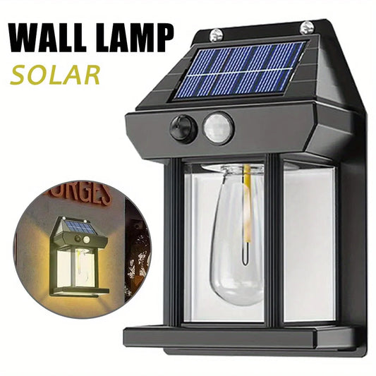 Solar Tungsten Filament Wall Lamp Outdoor Motion Sensor 3 Modes Automatic Lighting Lantern Garden Courtyard Garage Night Lights