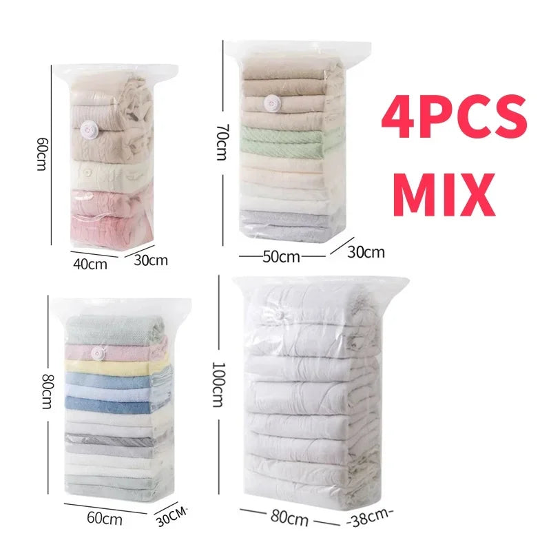 1-5pcs Thick Vacuum Compression Bag No Need Pump Cubic Large Plastic Vacuum Bags Quilt Clothes Storage Bags Travel Packing Bag