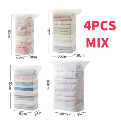 1-5pcs Thick Vacuum Compression Bag No Need Pump Cubic Large Plastic Vacuum Bags Quilt Clothes Storage Bags Travel Packing Bag