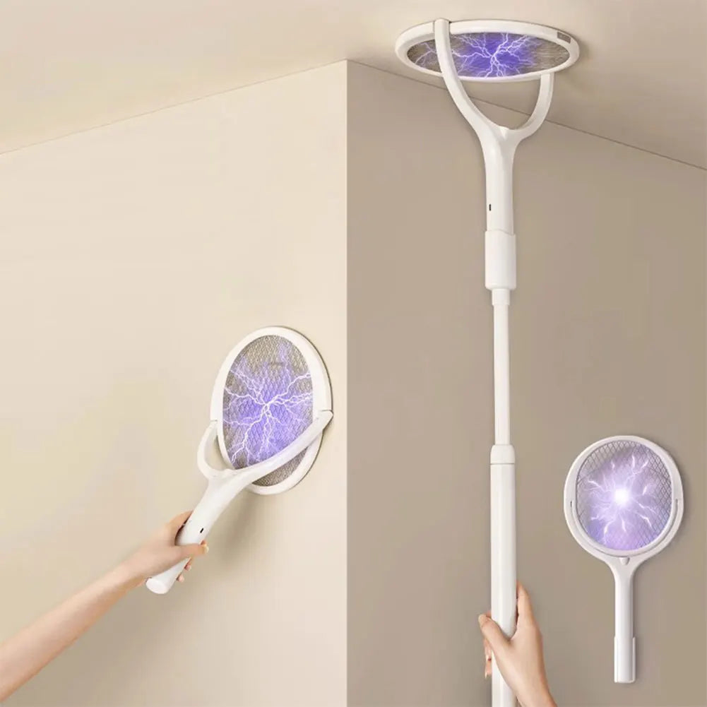 Rotating Head Mosquito Swatter 2-In-1 Mosquito Killer Lamp Multi Functional Mosquito Swatter Bat Swatter Rechargeable for Home