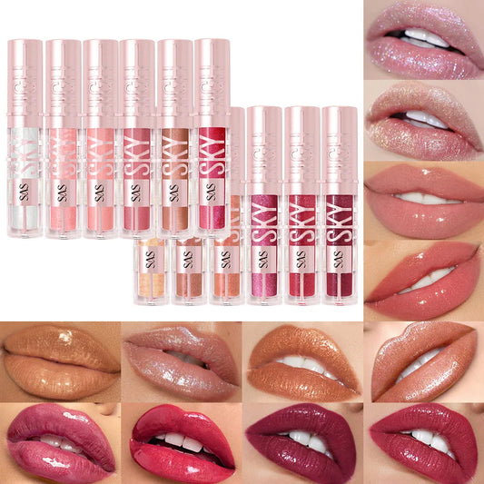 USHAS 12 color glitter mirror hydrating lip gloss pearl color development nourishing moisturizing lip glaze