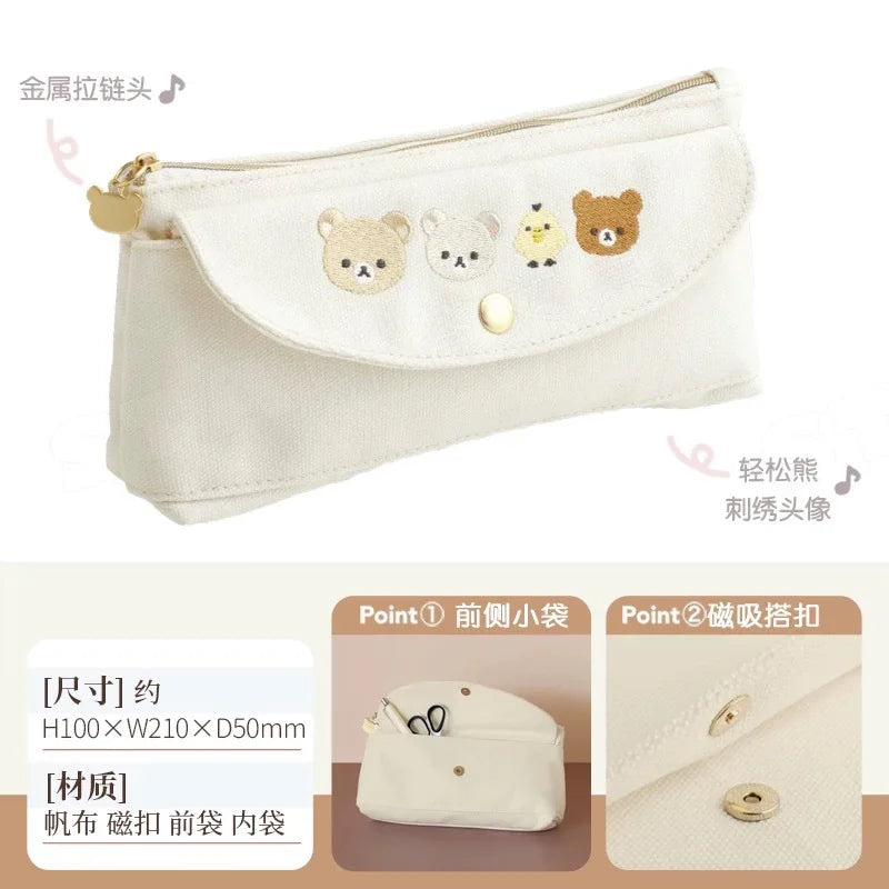 Rilakkuma Pencil Case Kids Kawaii Relax Bear Stationery Bags Children School Organizer Pen Pouch Women Cosmetic Bag Purse Gift